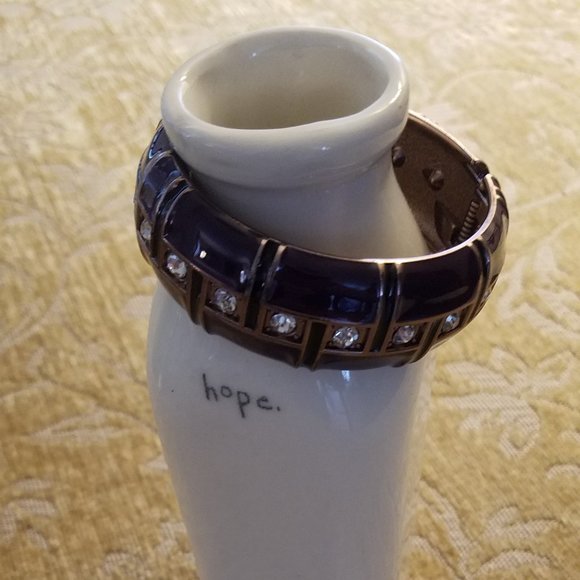 Purple and Gold Clasp Bracelet with Diamond-Like Stones - Picture 1 of 1